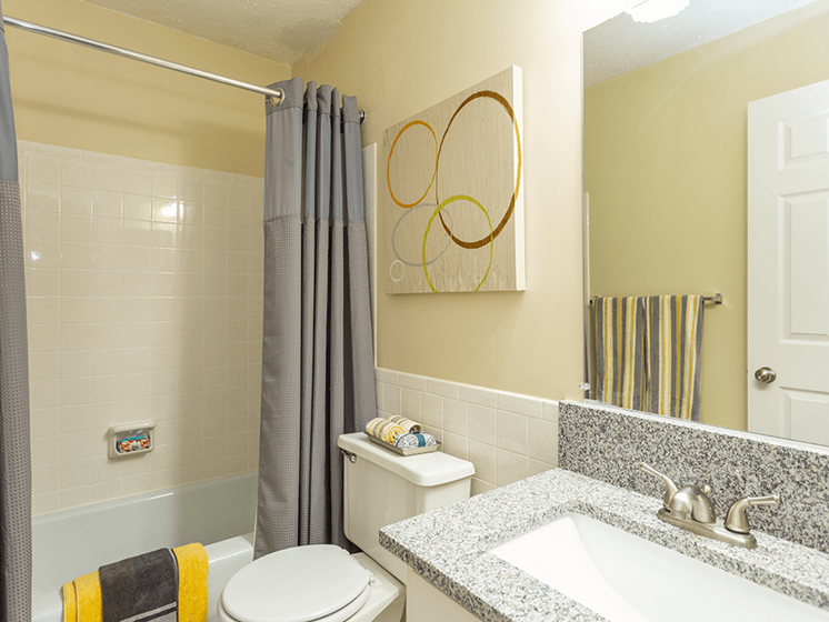 full bathroom with tub at Preserve at woodland apartment